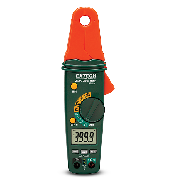 Extech 380950 80A mini AC/DC clamp meter with extra-small jaw for congested panels and vehicle wiring